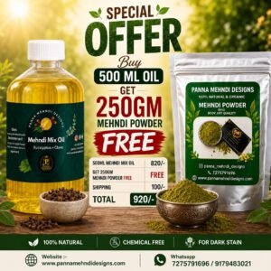 Buy 500ML Mix Oil Get 250GM Mehndi Powder Free
